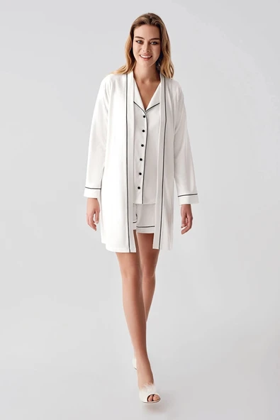 MDB Freshness 324 Kadın 4'Lü Sabahlıklı Şorlu Pijama Takımı ürün görseli