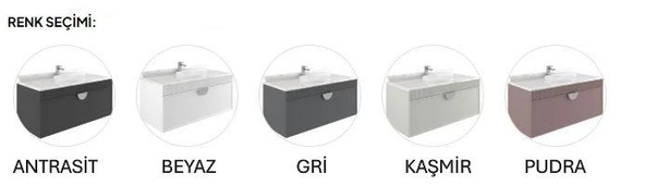 Orka Molino 120 cm Kaşmir Banyo Dolabı Alt Modül ve Lavabo - Resim 4