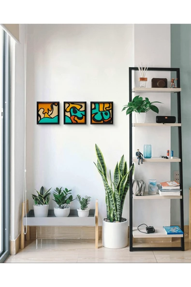 Feoly Art Modern Soyut Tablo – El Boyaması – 22x22 Ev Dekorasyon Tablosu – MDF Üzeri Akrilik - 2