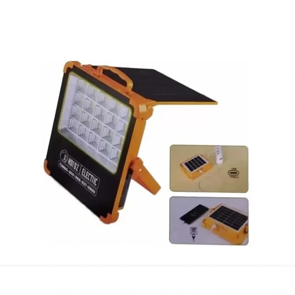 Horoz Turbo 800 Güneş Enerjili Solar 800w Watt Led Projektör Taşınabilir Sarı Beyaz Ve Çakar Işık Lamba