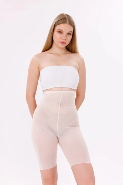 MDB Freshness 0007 Lazer Kesim Tül Yüksek Bel Şort Korse - Resim 8