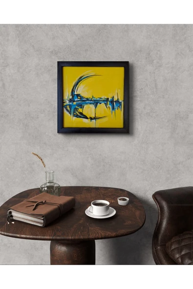 Feoly Art Modern Soyut Tablo – El Boyaması – 22x22 Ev Dekorasyon Tablosu – MDF Üzeri Akrilik - 3