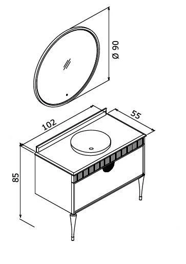 Orka Molino 100 cm Beyaz Banyo Dolabı Alt Modül ve Lavabo - Resim 3
