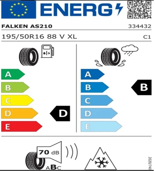 Falken 195/50 R16 TL 88V XL EUROALL SEASON AS210 Oto 4 Mevsim Lastiği (Üretim Tarihi:2025) - Resim 2