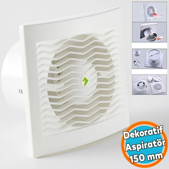 150 mm Elektrikli Fan Kirli Hava Kötü Koku Egzoz Aspiratörü Fanı Wc Mutfak Büro Banyo Havalandırma ürün görseli