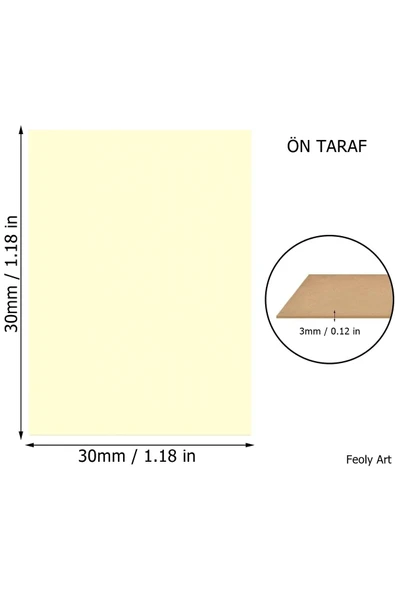 Feoly Art 3 mm 30x30 MDF Plaka (10 ADET) - Hobi, Maket, Ahşap El Sanatları İçin Uygun (10`lu Paket) - 2