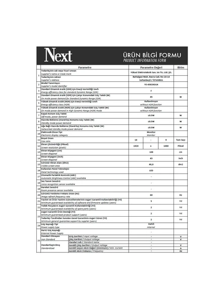 Next YE-43020GG4 Full HD 43" 109 Ekran Uydu Alıcılı Google Smart LED TV - 5