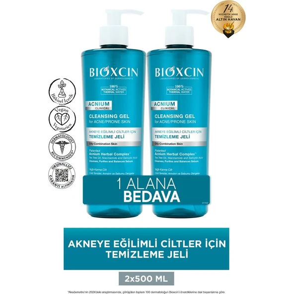 Bioxcin Acnium Sebum Dengeleyici Yüz Yıkama Jeli 500 ml + 500 ml Avantaj Paket ürün görseli