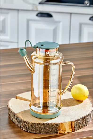 Cooker 1.1 Litre Borosilikat Cam Yağlık ve Sirkelik Zeytinyağ Şişesi Şeffaf - Resim 5