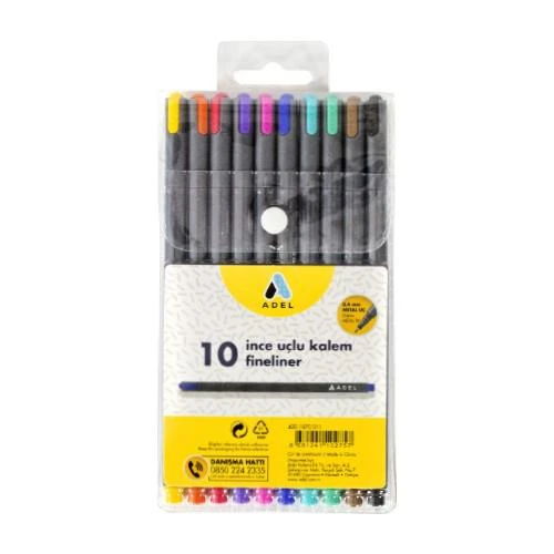 Adel Fineliner 10 Renk Karışık İnce Uçlu Kalem ürün görseli
