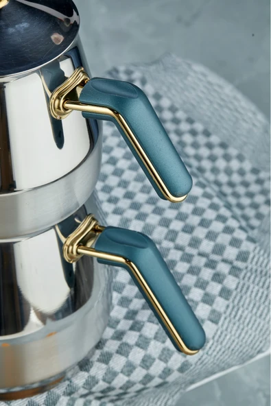 Cooker Everest 18/10 Paslanmaz Çelik Aile Boy Çaydanlık 1,40 L Demlik 2,75 L Alt Hazne - Resim 4