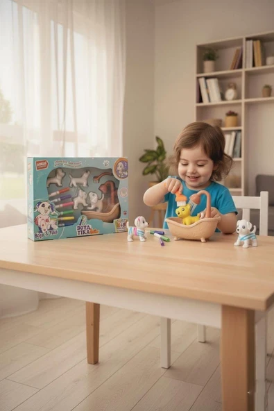 Boya & Yıka Sevimli Evcil Hayvanlar Seti – 6 Renkli Keçeli Kalemli, Yıkanabilir Oyuncak Boyama Seti - 3