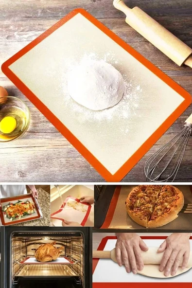 Silikon Yanmaz Yapışmaz Pişirme Matı 40*30 Cm Fırın Kağıdı -Hamur Açma Matı ürün görseli 1