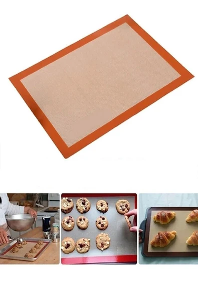 Silikon Yanmaz Yapışmaz Pişirme Matı 40*30 Cm Fırın Kağıdı -Hamur Açma Matı - Resim 4