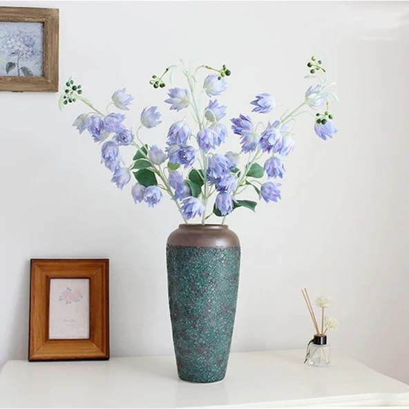 Yapay Çiçek Çan Çiçeği Mavi 85cm Tek Dal Kumaş Çiçek Uzun Dal - Resim 2