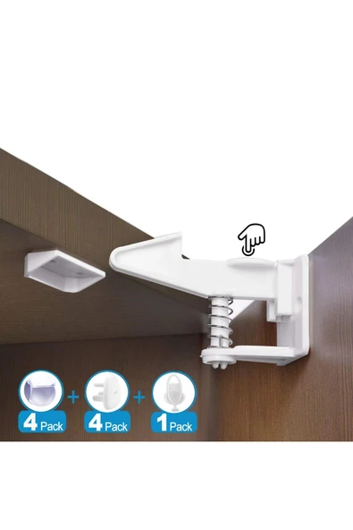 NACTUMU Bebek ve Çocuk Güvenliği İçin Yapışkanlı Çekmece ve Dolap Tutucu, Gizli Emniyet Kilidi - 4