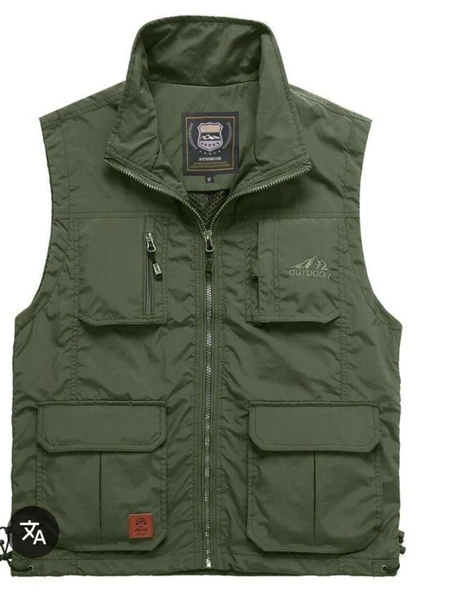 İçi Fileli Haki Renk Outdoor Yazlık Yelek - 3