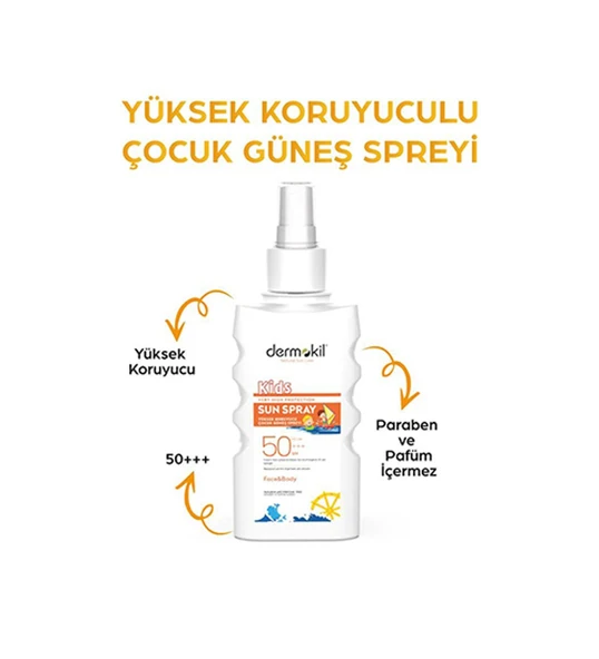 Dermokil Yüksek Koruyucu SPF 50 Çocuk Güneş Spreyi 200 ml ürün görseli
