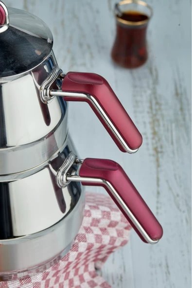 Cooker Everest 18/10 Paslanmaz Çelik Aile Boy Çaydanlık 1,40 L Demlik 2,75 L Alt Hazne - Resim 4