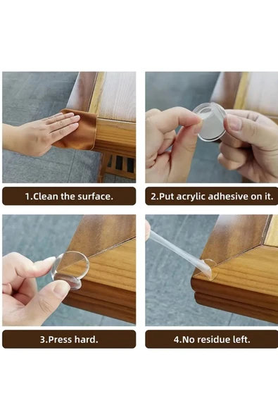 NACTUMU Bebek ve Çocuklar İçin Yumuşak Dairesel Şeffaf Güvenlik Köşe Koruyucu, Esnek Yapışkanlı (4 Adet) - Resim 3