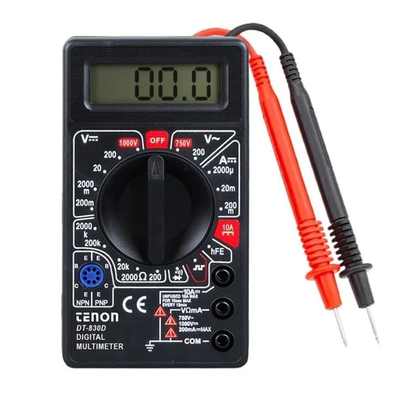 Tenon DT-830D Siyah DC/AC Voltaj Akım Ölçer Dijital Multimetre Ölçü Aleti ürün görseli 1