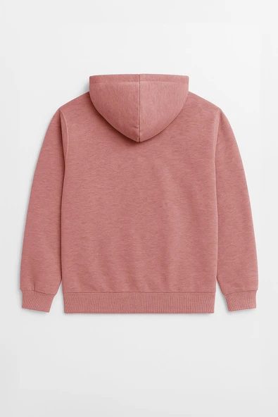 Kadın Kapüşonlu Cepli Mercan Sweatshirt - Resim 3