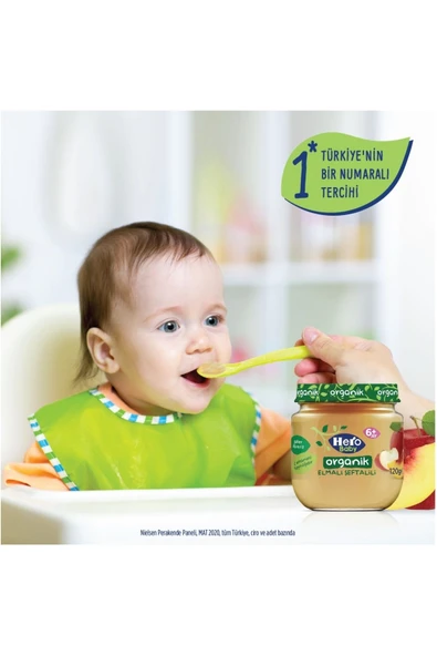 Hero Baby Organik Elma Şeftali Kavanoz Maması 120 gr - Resim 4