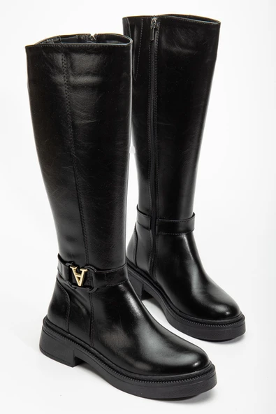 Kadın Siyah Cilt Toka Detaylı Çizme ürün görseli 1