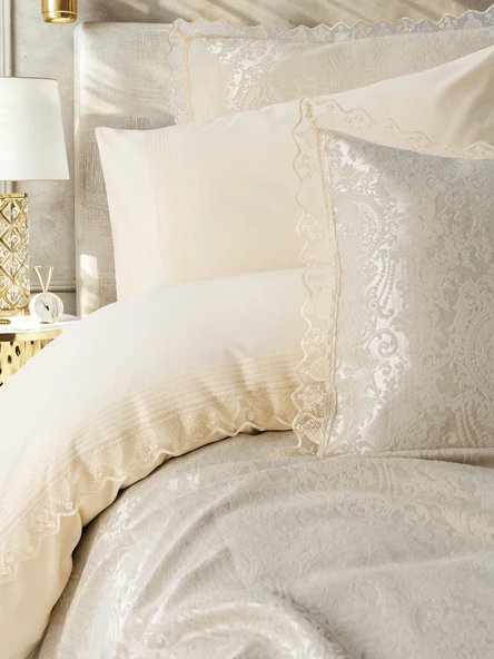 Cotton Box Chi Çift Kişilik Pikeli Nevresim Takımı Velora Cappuccino - Resim 2