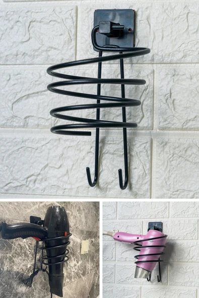 NACTUMU Paslanmaz Metal Fön Makinesi Askısı, Kendiliğinden Yapışkanlı Saç Kurutma Makinesi Tutacağı ürün görseli