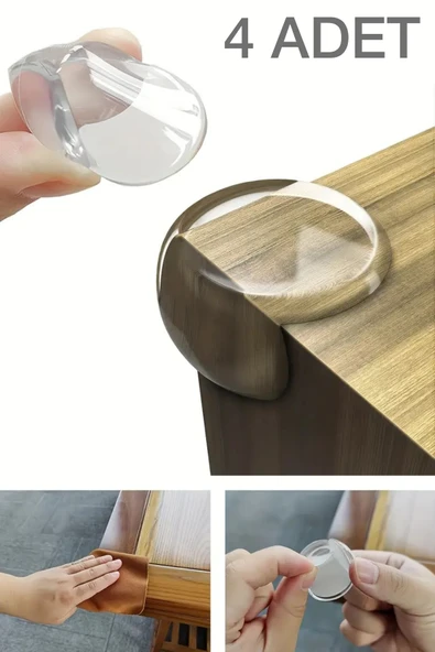 NACTUMU Bebek ve Çocuklar İçin Yumuşak Dairesel Şeffaf Güvenlik Köşe Koruyucu, Esnek Yapışkanlı (4 Adet) ürün görseli