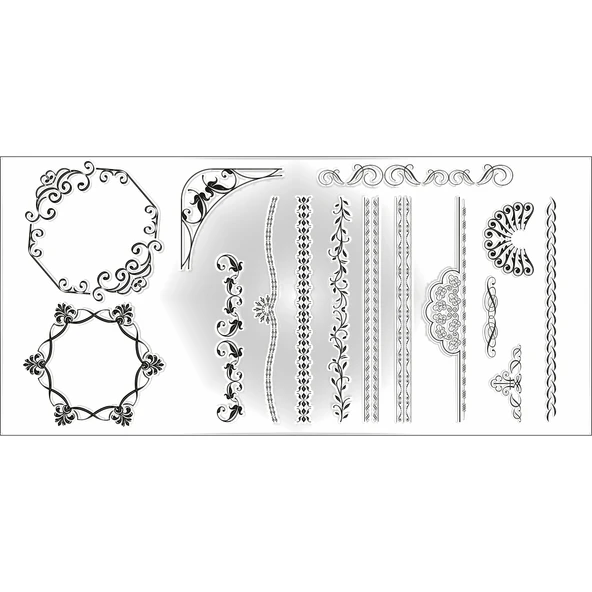 Vintage Çerçeveler 004 Temalı Silikon Mühür/Damga/Şeffaf Damga/Kaşe