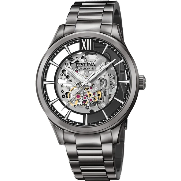 FESTINA F20632/1 AUTOMATIC SKELETON SAPPHIRE ERKEK KOL SAATİ - Resim 5