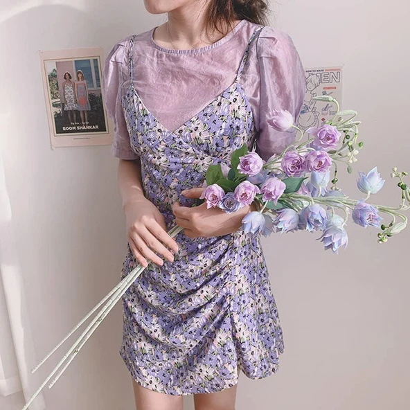 Yapay Çiçek Çan Çiçeği Mavi 85cm Tek Dal Kumaş Çiçek Uzun Dal - Resim 3