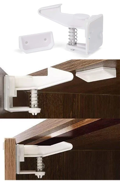 NACTUMU Bebek ve Çocuk Güvenliği İçin Yapışkanlı Çekmece ve Dolap Tutucu, Gizli Emniyet Kilidi