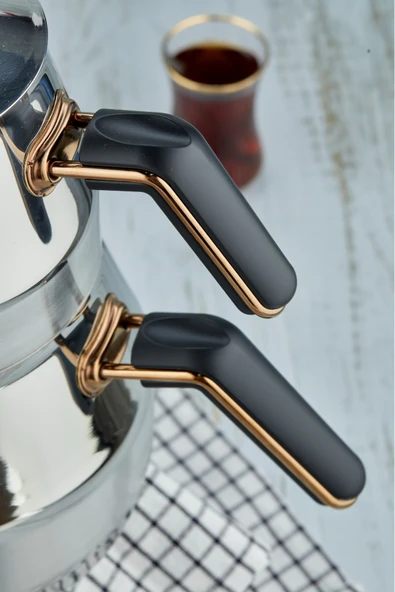 Cooker Everest 18/10 Paslanmaz Çelik Jumno Boy Çaydanlık 2 L Demlik 3,25 L Alt Hazne - Resim 4