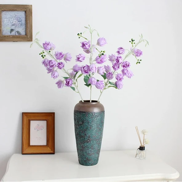 Yapay Çiçek Çan Çiçeği Lila 85cm Tek Dal Kumaş Çiçek Uzun Dal - Resim 3