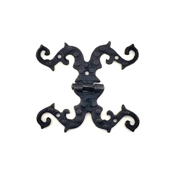 Antika Tarz Dekoratif Pirinç Süslü Menteşe - 100x90 Mm, Oksit ürün görseli 1