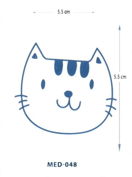 MED-048 YARI KALICI SEVİMLİ KEDİ DESEN DÖVME-TATTO