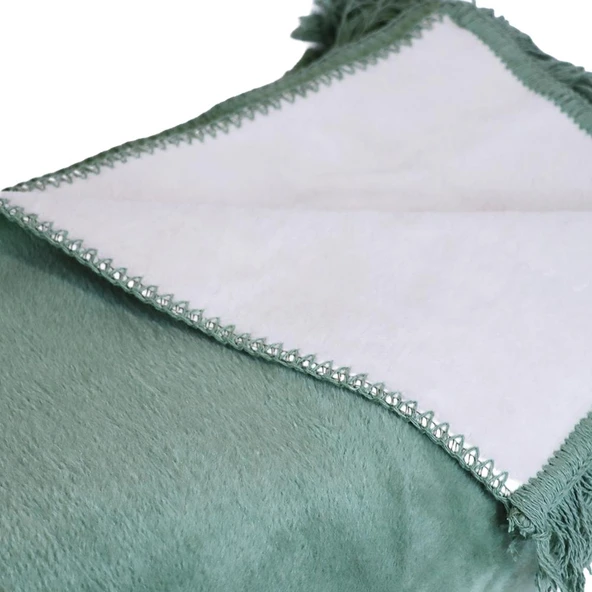 Bigghome Çintemani Yeşil Çift Kişilik Battaniye 200 x 220 cm - Resim 6
