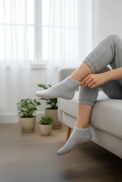 Nisanca %100 Pamuk Birinci Kalite Penye Çorap Seti -Kadın 3'lü Patik Çorap Seti - 6