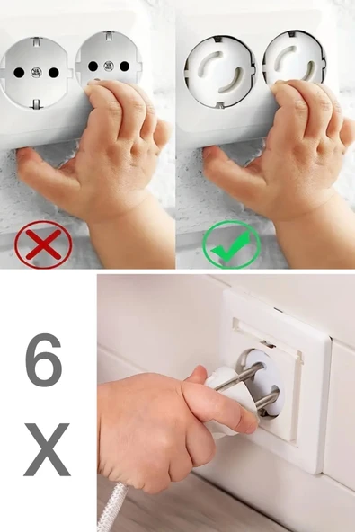 NACTUMU Bebek ve Çocuk Güvenliği İçin Priz Koruma Kapağı, 6 Adet Priz Kapatıcı ve Muhafazası