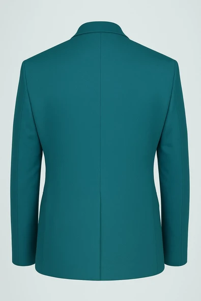 Petrol Yeşili Erkek Blazer Ceket – Esnek Comfort Kumaş, Slim Fit İtalyan Kesim Tek Düğmeli Model - Resim 2