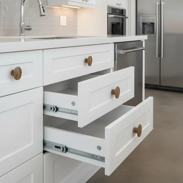 Tek Vidalı Bolina Dış Bükey Plastik Düğme Kulp Kubik Doğal Meşe Mobilya Dolap Çekmece Kulpu Kulbu - Resim 3