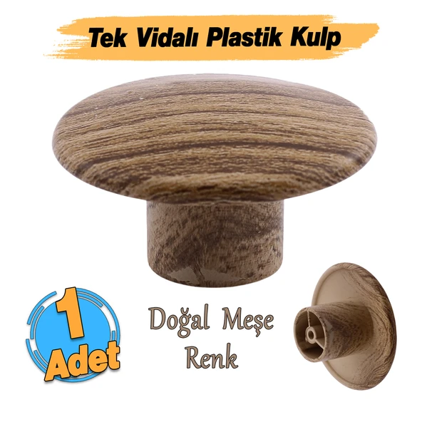 Tek Vidalı Bolina Dış Bükey Plastik Düğme Kulp Kubik Doğal Meşe Mobilya Dolap Çekmece Kulpu Kulbu - Resim 2