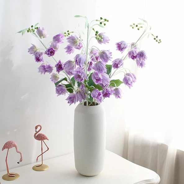 Yapay Çiçek Çan Çiçeği Lila 85cm Tek Dal Kumaş Çiçek Uzun Dal ürün görseli 1