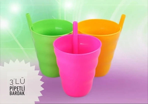 Pipetli Bardak 3lü ürün görseli 1