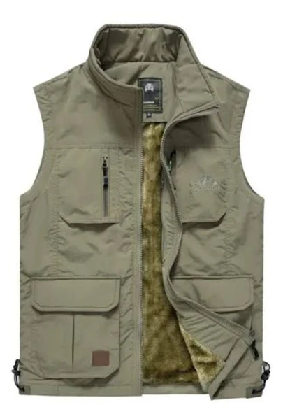 İçi Peluşlu Siyah Renk Outdoor Kışlık Yelek - 3