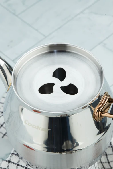 Cooker Everest 18/10 Paslanmaz Çelik Orta Boy Çaydanlık 0,75 L Demlik 1,75 L Alt Hazne - Resim 4