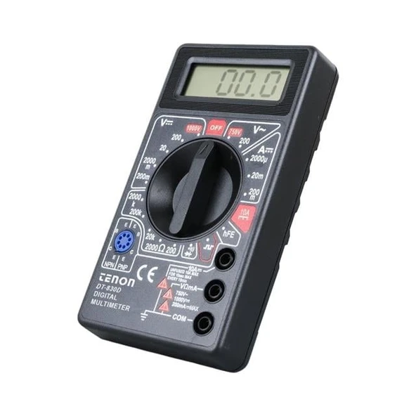 Tenon DT-830D Siyah DC/AC Voltaj Akım Ölçer Dijital Multimetre Ölçü Aleti - Resim 3